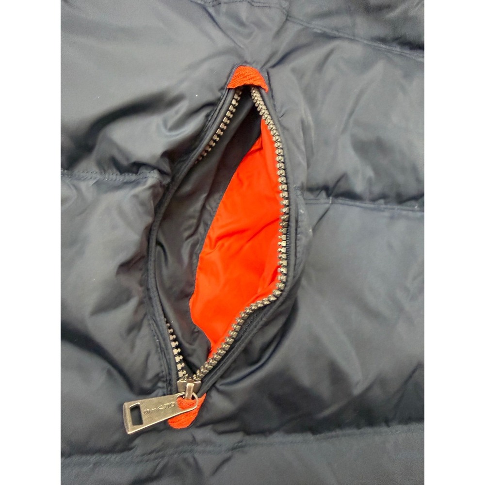 Orvis Puffer Vest Mens XL Navy Blue Orange Lining Down Filled Quilted Full Zip - Picture 10 of 12